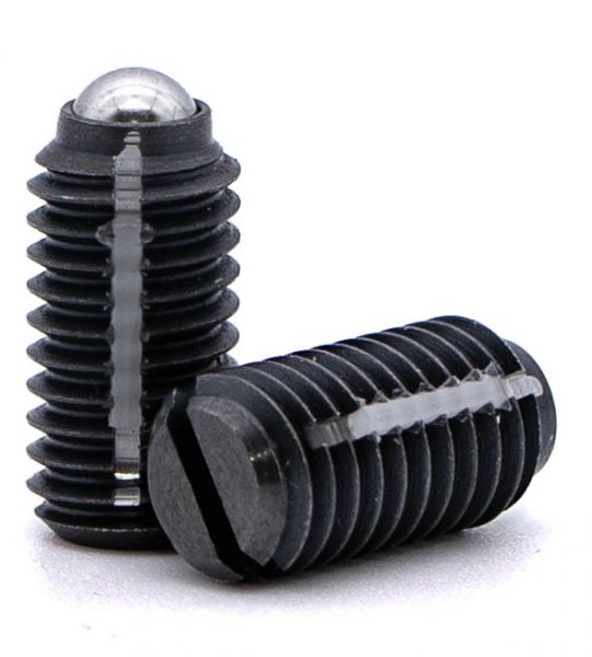 Spring plunger with slot and thread lock