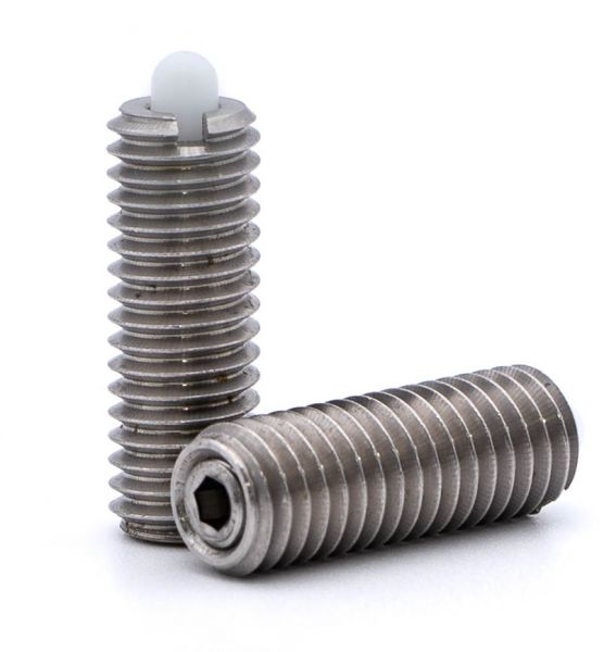 Federnde Druckstücke mit Gewindestift und Bolzen 